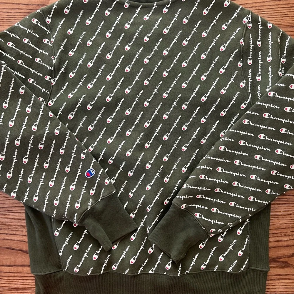 Champion Reverse Weave Script All Over‎ Print Crewneck Sweatshirt